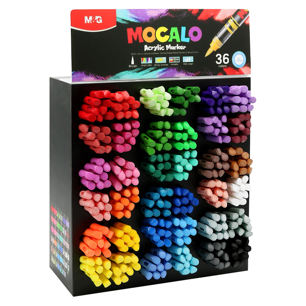 Prezentačný stojan M&G MOCALO Acrylic Marker, štetcový hrot (324 ks)