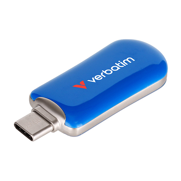 Verbatim USB flash disk, USB C, 256GB, Plectra, modrý, 30234, USB C