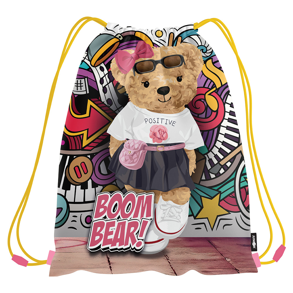 Vrecko na prezuvky s potlačou JUNIOR S9 - Boom Bear - medveď