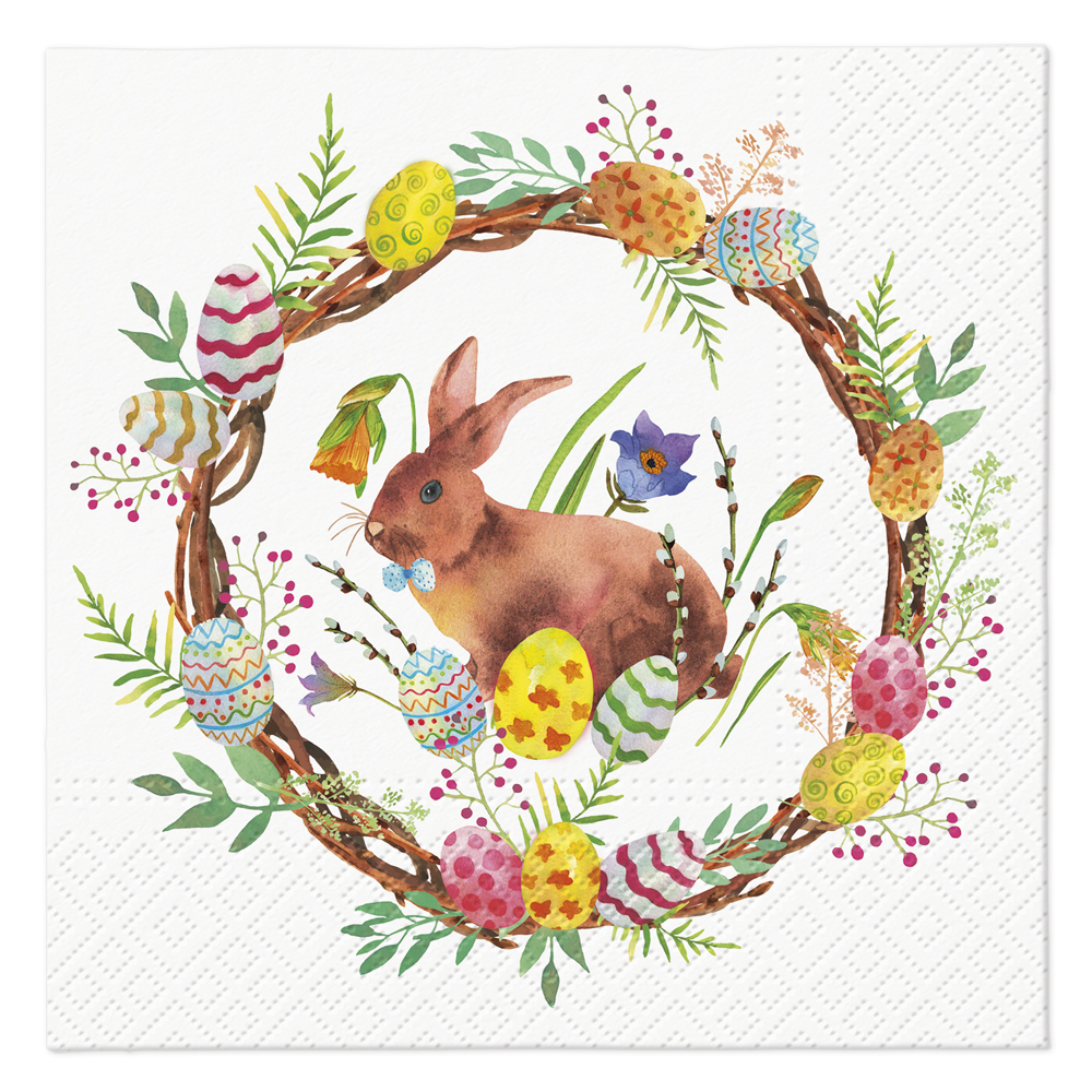 Obrúsky TaT 33x33cm Bunny in a wreath