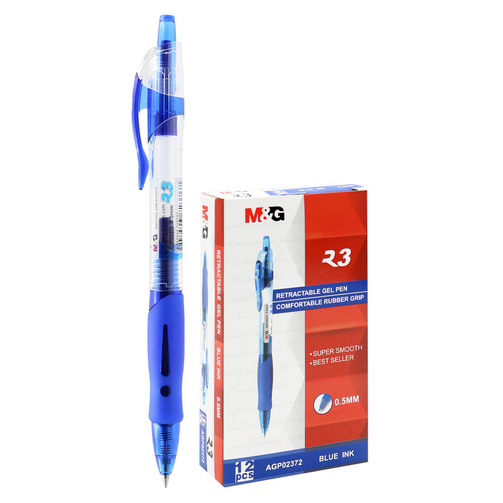 Pero gélové M&G R3 hrot 0,5 mm - modrá náplň