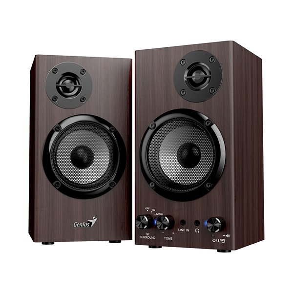 Genius reproduktory SP-HF520BT, 20W, hnedý, drevené, AUX/Bluetooth 5.3