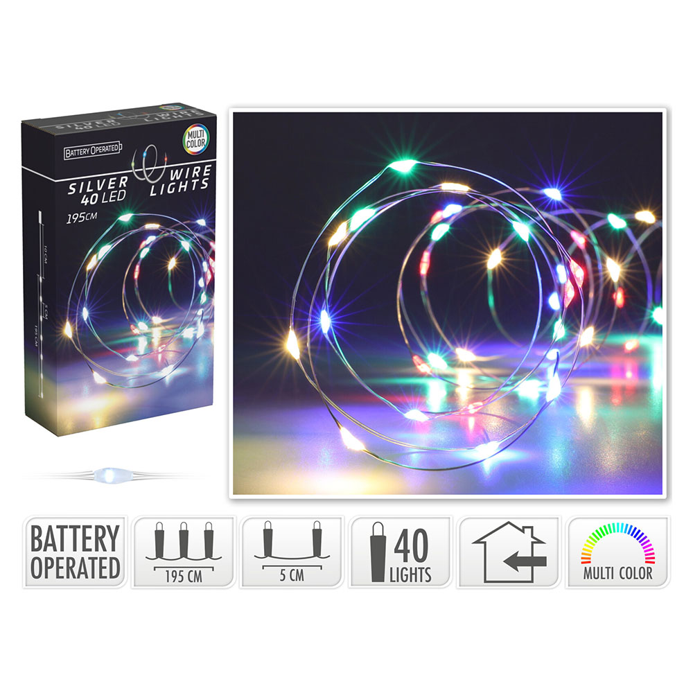Svetelná reťaz 40 LED farebná, dĺžka 2 m