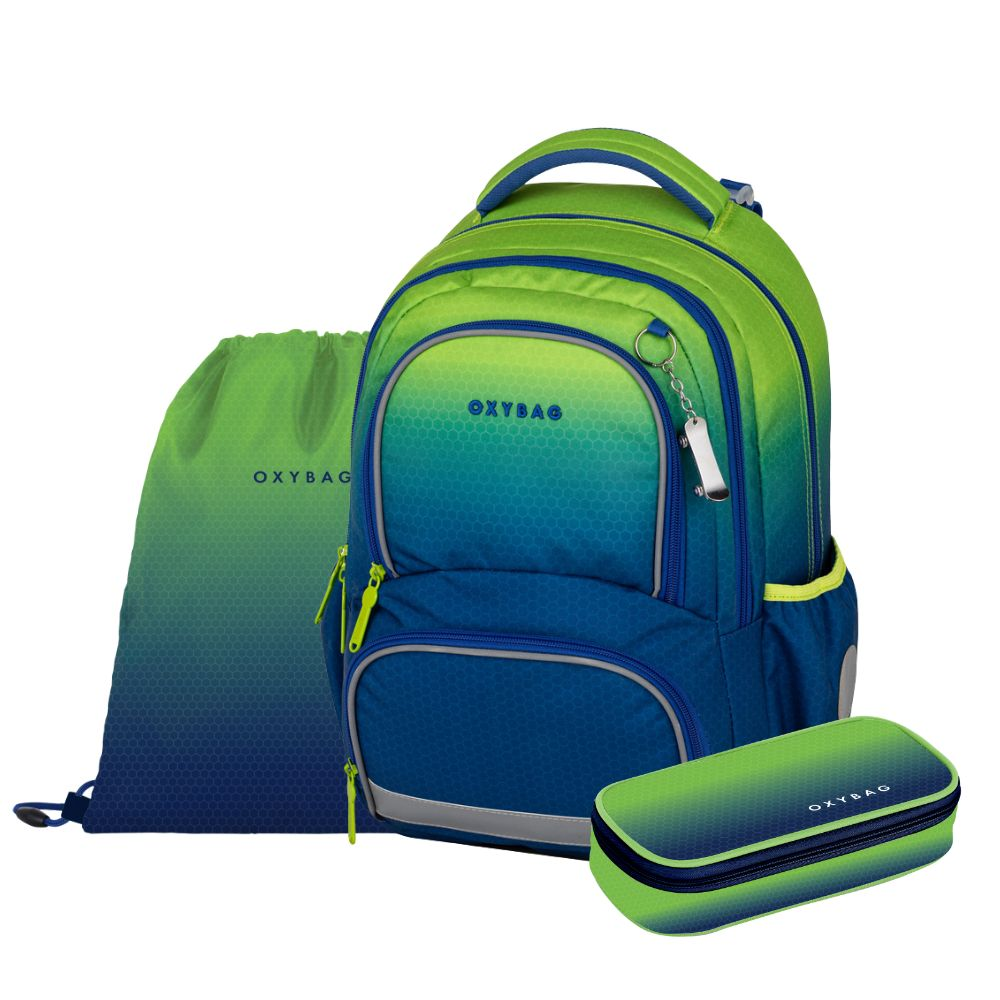 Školský batoh (3-dielny set) OXY NEXT Ombre Green