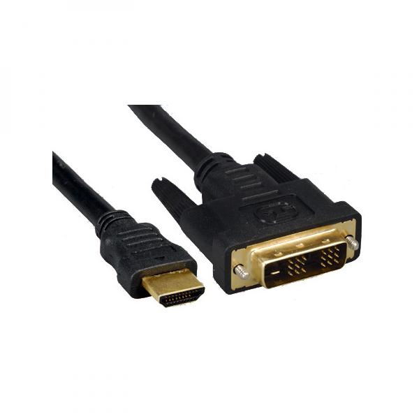 Video kábel DVI (18+1) samec - HDMI samec, 5m, čierny, DOPREDAJ