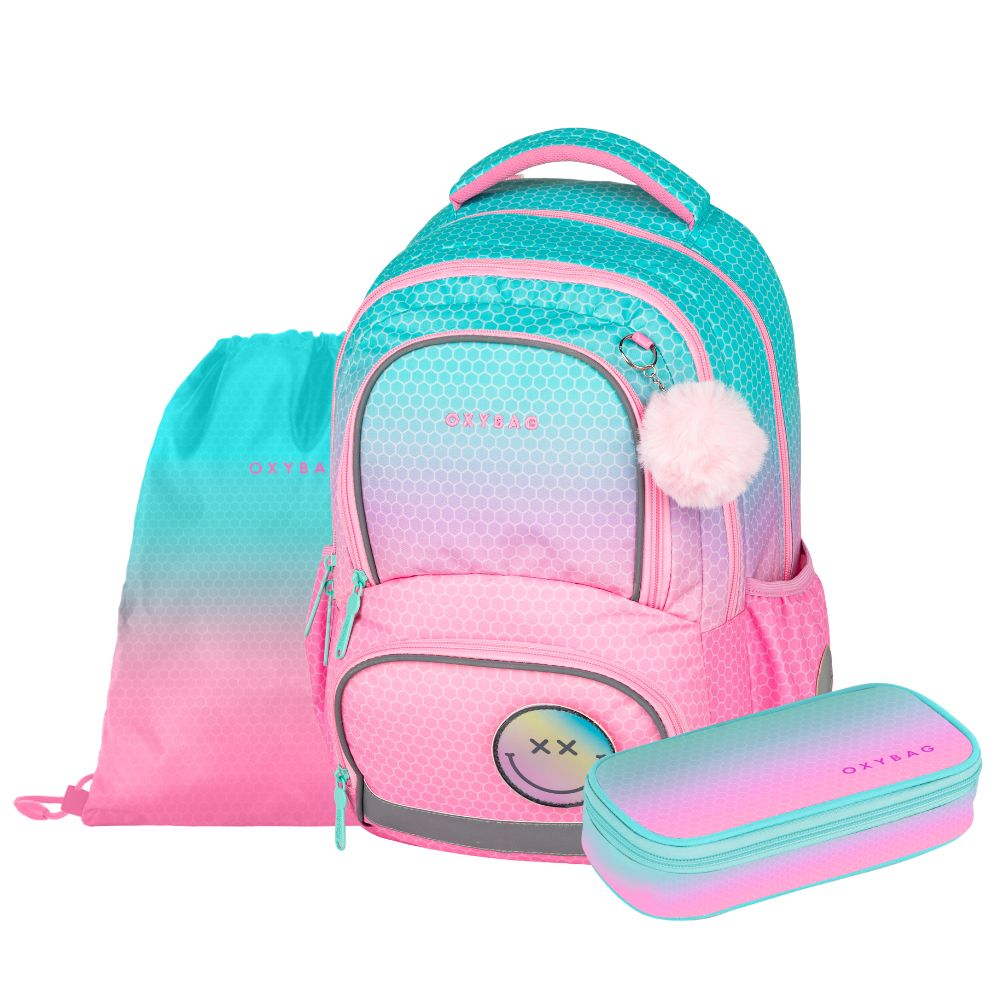 Školský batoh (3-dielny set) OXY NEXT Ombre Pink