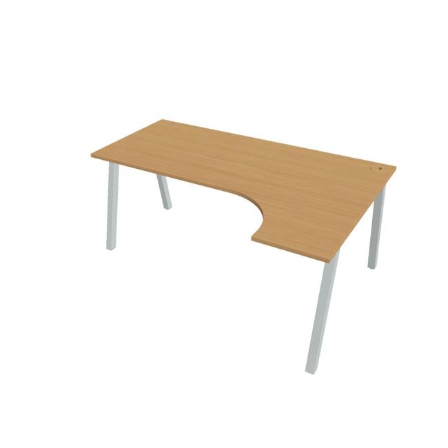 Pracovný stôl UNI A, ergo, ľavý, 180x75,5x120 cm, buk/sivá