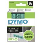 Dymo páska 45019, S0720590, čierny tlač/zelený podklad, 7m, 12mm, D1