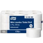 Toaletný papier 2-vrstv. TORK Mini Jumbo 19 cm, návin 170 m, recykl, biely T2 (12 ks)