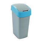 Odpadkový kôš s výklopným vekom, na triedenie odpadu, plastový, 50 l, CURVER, modrá/sivá