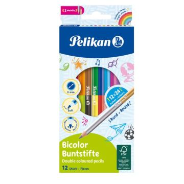 Farbičky Pelikan Bicolor 12 ks/24 farieb