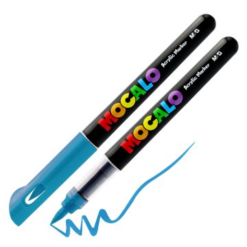 Popisovač M&G MOCALO Acrylic Marker, štetcový hrot - Turquoise Blue 704