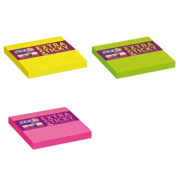 Samolepiaci bloček extra sticky, 76x76 mm, neónový