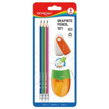 Súprava školských pomôcok KEYROAD, blister 5 ks, mix farieb