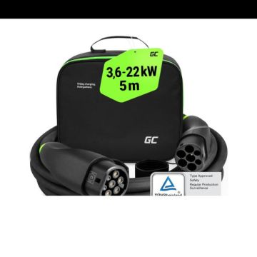 Green Cell Snap Type 2 EV nabíjací kábel 22 kW 5 m pre Tesla Model 3 S X Y, VW ID.3, ID.4, ID.5, Kia EV6, Audi E-Tron, Fiat 500e