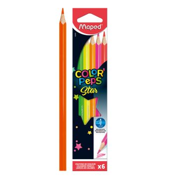 Pastelky trojhranné MAPED "COLOR`PEPS FLUO", 6 ks