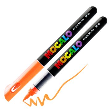 Popisovač M&G MOCALO Acrylic Marker, štetcový hrot - Neon Orange 300