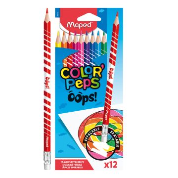 Pastelky trojhranné MAPED "COLOR'PEPS OOPS" s gumou sada 12 ks