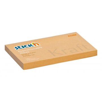 Samolepiaci bloček Stick’n Hopax Kraft, 76x127 mm, prírodná hnedá