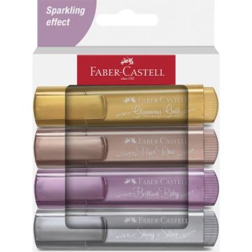 Zvýrazňovač FABER-CASTELL Metallic 1546/4 strieborná, zlatá, rubínová, zlatohnedá