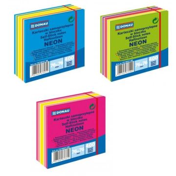 Samolepiaci bloček Donau 76x76mm 400l neónová