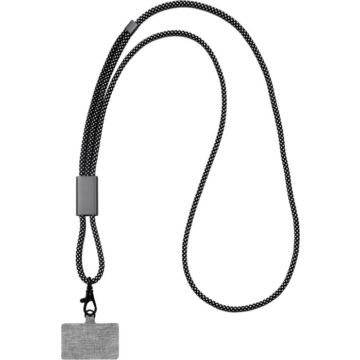 Lanyard na mobil z recyklovaných PET fliaš , gun metal