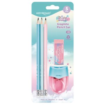Súprava školských pomôcok KEYROAD Pastel, blister 5 ks, mix farieb