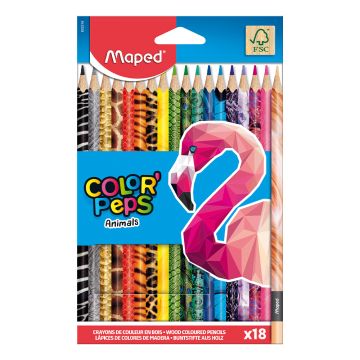 Pastelky trojhranné MAPED "COLOR'PEPS ANIMAL" sada 18 ks