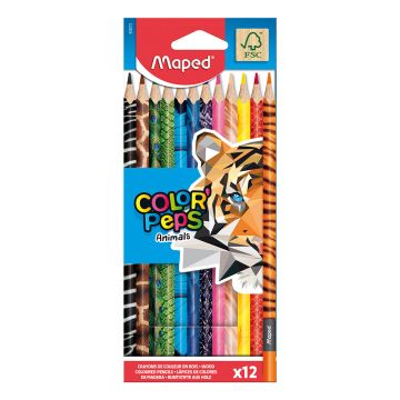 Pastelky trojhranné MAPED "COLOR'PEPS ANIMAL" sada 12 ks