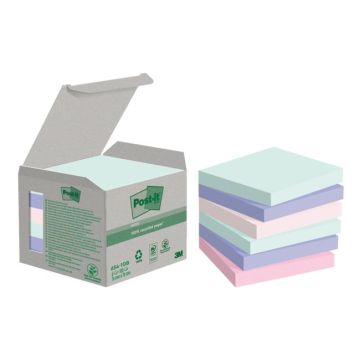 Samolepiaci bloček Post-it Super Sticky NATURE, pastelové farby, veľkosť 76x76 mm, 6 bločkov po 100 lístkov