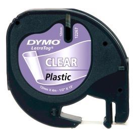 Dymo originál páska do tlačiarne štítkov, Dymo, 12267, S0721530, čierny tlač/priehľadný podklad, 4m, 12mm, LetraTag plastová páska
