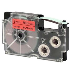 Casio originál páska do tlačiarne štítkov, Casio, XR-9RD1, čierny tlač/červený podklad, nelaminovaná, 8m, 9mm