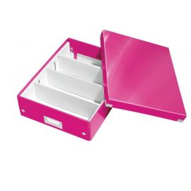 Stredná organizačná škatuľa Leitz Click & Store metalická ružová