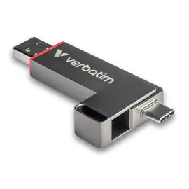 Verbatim USB flash disk, USB C a USB 3.2 Gen 1, 128GB, Dual QuickStick, šedý, 32040, USB C, s pútkom