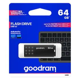 Goodram USB flash disk, USB 3.0, 64GB, UME3, čierny, UME3-0640K0R11, USB A, s krytkou