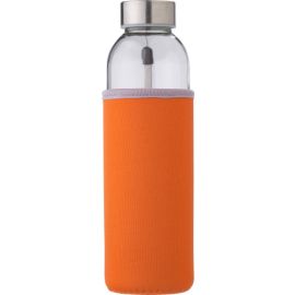 Sklenená fľaša (500 ml) s neoprénovým puzdrom , Orange