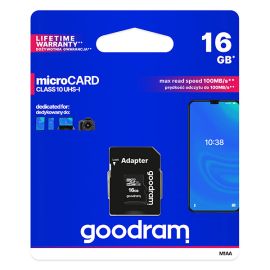 Goodram pamäťová karta Micro Secure Digital Card, 16GB, micro SDHC, M1AA-0160R12, UHS-I U1 (Class 10), s adaptérom