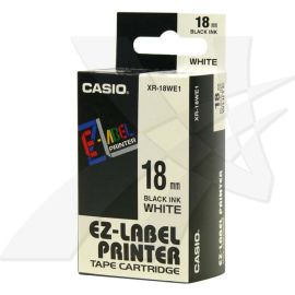 Casio originál páska do tlačiarne štítkov, Casio, XR-18WE1, čierny tlač/biely podklad, nelaminovaná, 8m, 18mm
