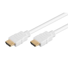 Video kábel HDMI samec - HDMI samec, HDMI 2.0 - High Speed with Ethernet, 0.5m, pozlatené konektory, biely