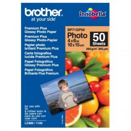 Brother Premium Glossy Photo Paper, foto papier, lesklý, biely, 10x15cm, 4x6", 260 g/m2, 50 ks, BP71GP50, atramentový