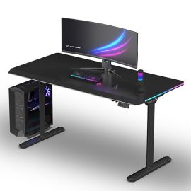 ULTRADESK Herný stôl QUEST, 140x70cm, 72-120cm, čierna-čierna