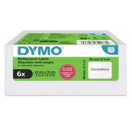 Dymo papierové štítky 70mm x 54mm, biele, na diskety, 6 x 320 ks, 2234188, 6 roliek v balení, cena za balenie