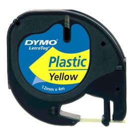 Dymo originál páska do tlačiarne štítkov, Dymo, 59423, S0721620, čierny tlač/žltý podklad, 4m, 12mm, LetraTag plastová páska