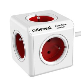 Cubenest - PowerCube, 1.5m, Extended, červená, POWERCUBE, 5x zásuvka
