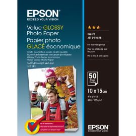 Epson Value Glossy Photo Paper, foto papier, lesklý, biely, 10x15cm, 183 g/m2, 50 ks, C13S400038, atramentový