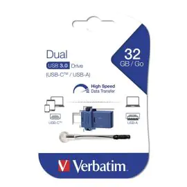 Verbatim USB flash disk OTG, USB 3.0, 32GB, Dual, modrý, 49966, USB A / USB C, s pútkom