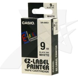 Casio originál páska do tlačiarne štítkov, Casio, XR-9WE1, čierny tlač/biely podklad, nelaminovaná, 8m, 9mm
