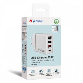 Verbatim Sieťový adaptér 30W, 4 porty, 1x USB-C, 3x USB-A