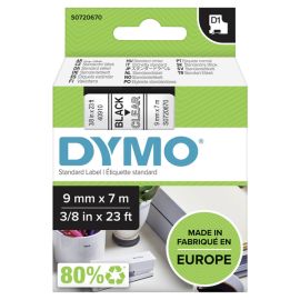 Dymo originál páska do tlačiarne štítkov, Dymo, 40910, S0720670, čierny tlač/transparentná podklad, 7m, 9mm, D1