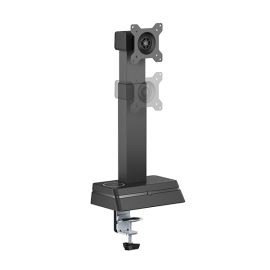 Powerton ERGO LEVION Držiak monitoru s automaticky nastaviteľnou výškou, čierna, 10KG, svorka, 17"-32", bezdrôtová nabíjačka